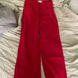 Zara Wide Leg Jeans - Red
